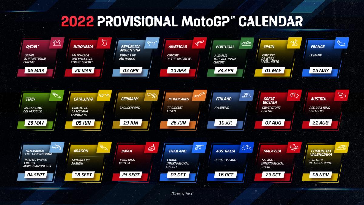 Provisional 2022 MotoGP™ calendar revealed