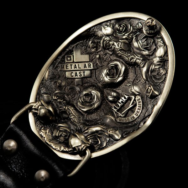 LEATHER BELT WITH GERMAN SILVER BUCKLE "SANTA MUERTE" - Image 3