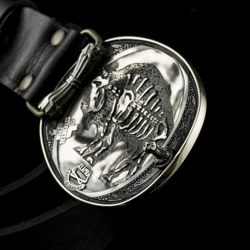 LEATHER BELT WITH GERMAN SILVER BUCKLE "INDIAN CHIEF" - Image 3