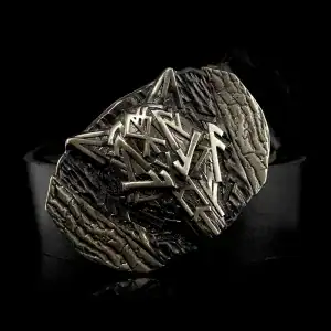 Neusilber- Schnalle Runenwolf