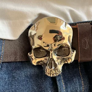LEDERGÜRTEL MIT NEUSILBER- SCHNALLE “SKULL”