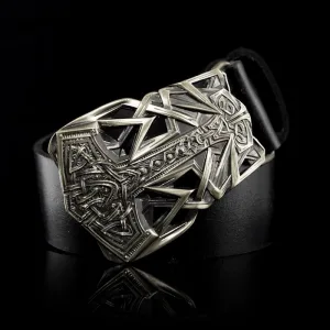 Neusilber-Schnalle-Mjolnir