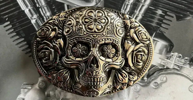 Neusilber Schnalle "Santa Muerte"